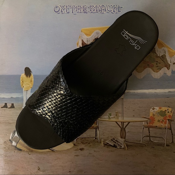 Dansko Mila Black Criss Cross Woven Leather Platform Slides Sandals, Size 40 - Picture 3 of 3